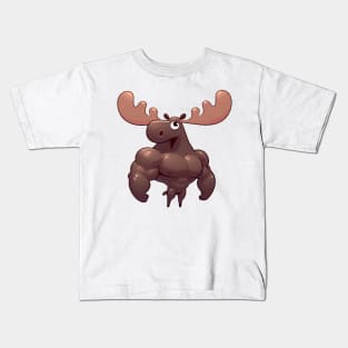 Cute Muscular Moose Illustration Kids T-Shirt